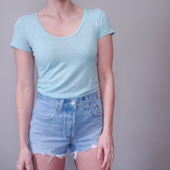 Victoria's Secret Tops - 3/$30 Victoria's Secret Blue ScoopNeck ShortSleeve